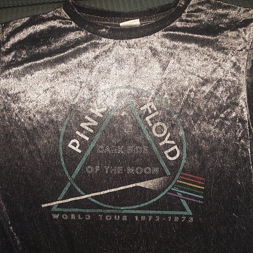 Rare Silver Gray Crushed Velvet Pink Floyd T-shirt